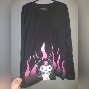 Hot Topic Black and Pink Long Sleeve Tee
